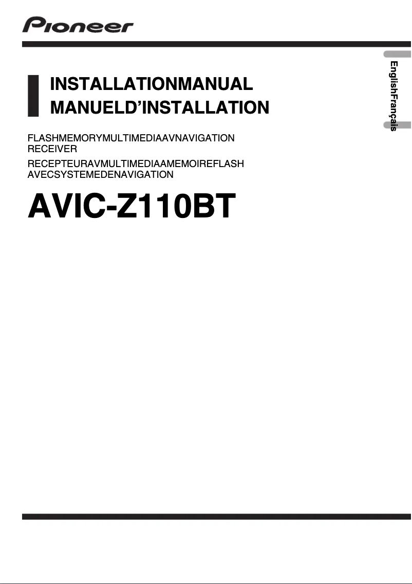 Page n°1 - Guide d'installation Pioneer AVIC-Z110BT