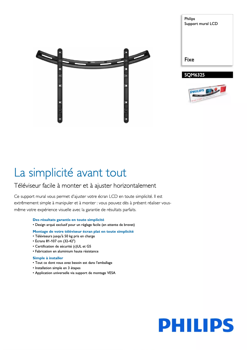 Page n°1 - Fiche technique Philips SQM6325