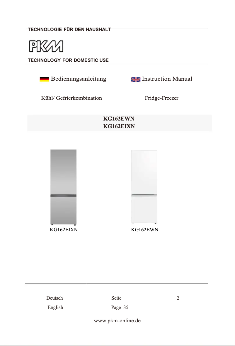 Page 1 de la notice Manuel utilisateur PKM KG162EIXN