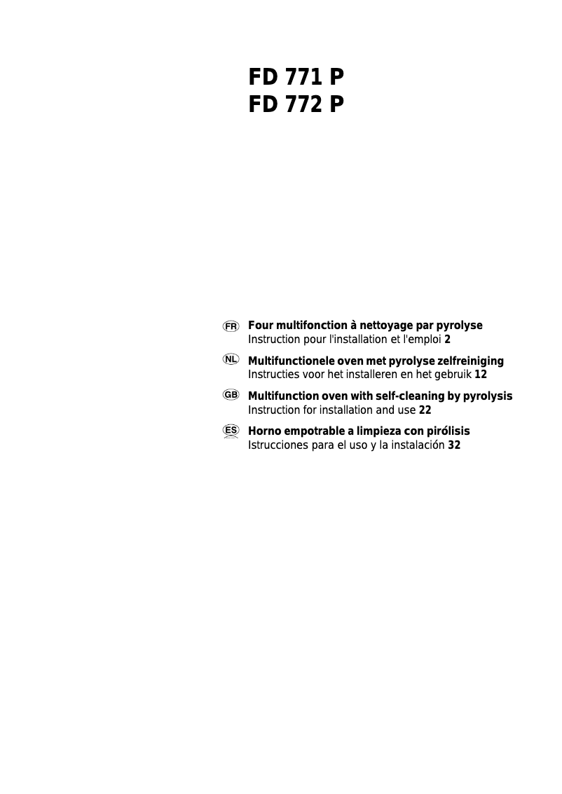 Page 1 de la notice Manuel utilisateur Ariston Thermo FD 772 P