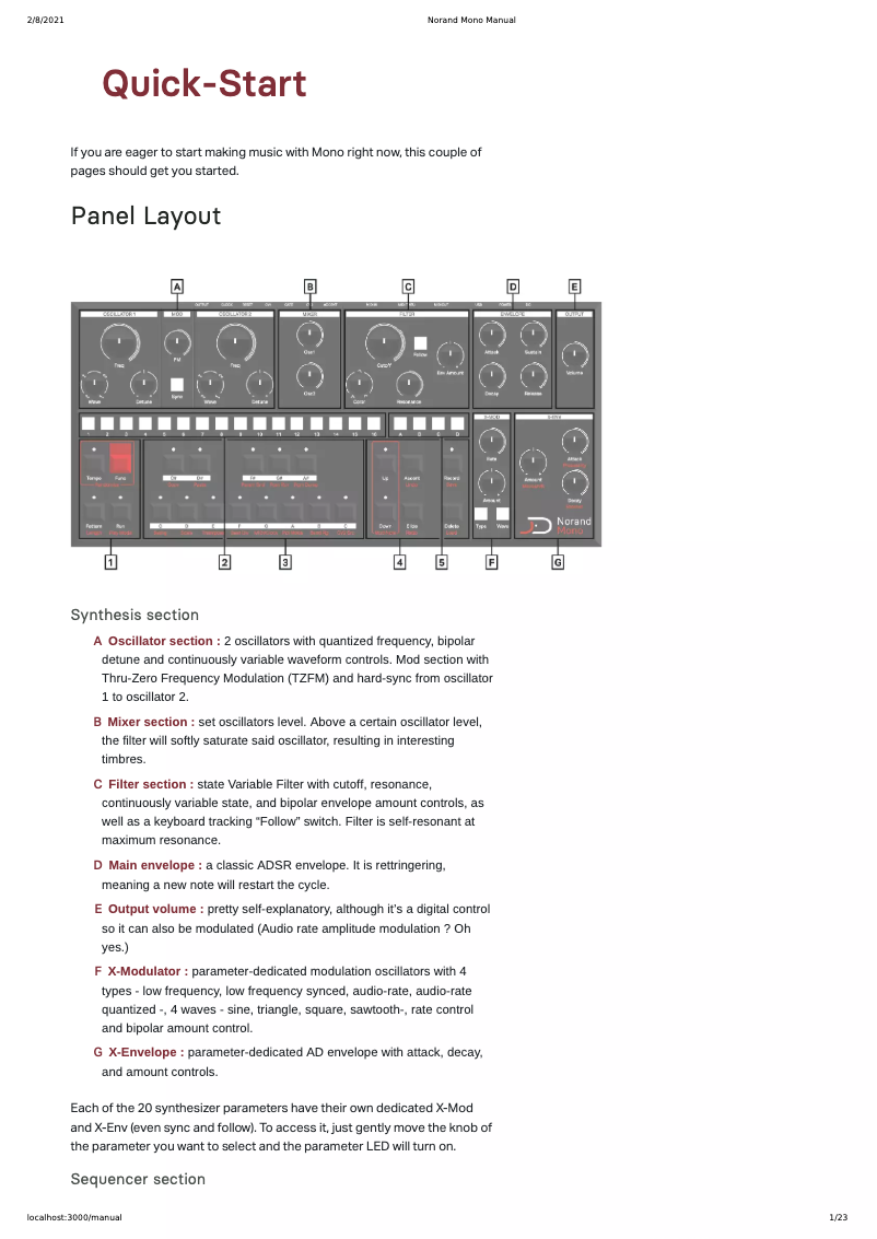 Page n°1 - Manuel utilisateur Norand Mono