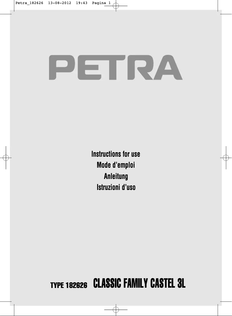 Page 1 de la notice Manuel utilisateur Petra Electric Family 3.0 L FT 10.00