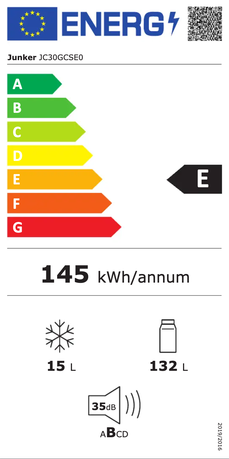 Page n°1 - Label énergétique Junker JC30GCSE0