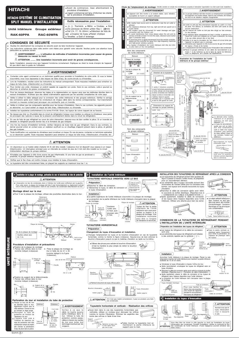 Imagen de la primera página del manual del dispositivo RAC-60WPA
