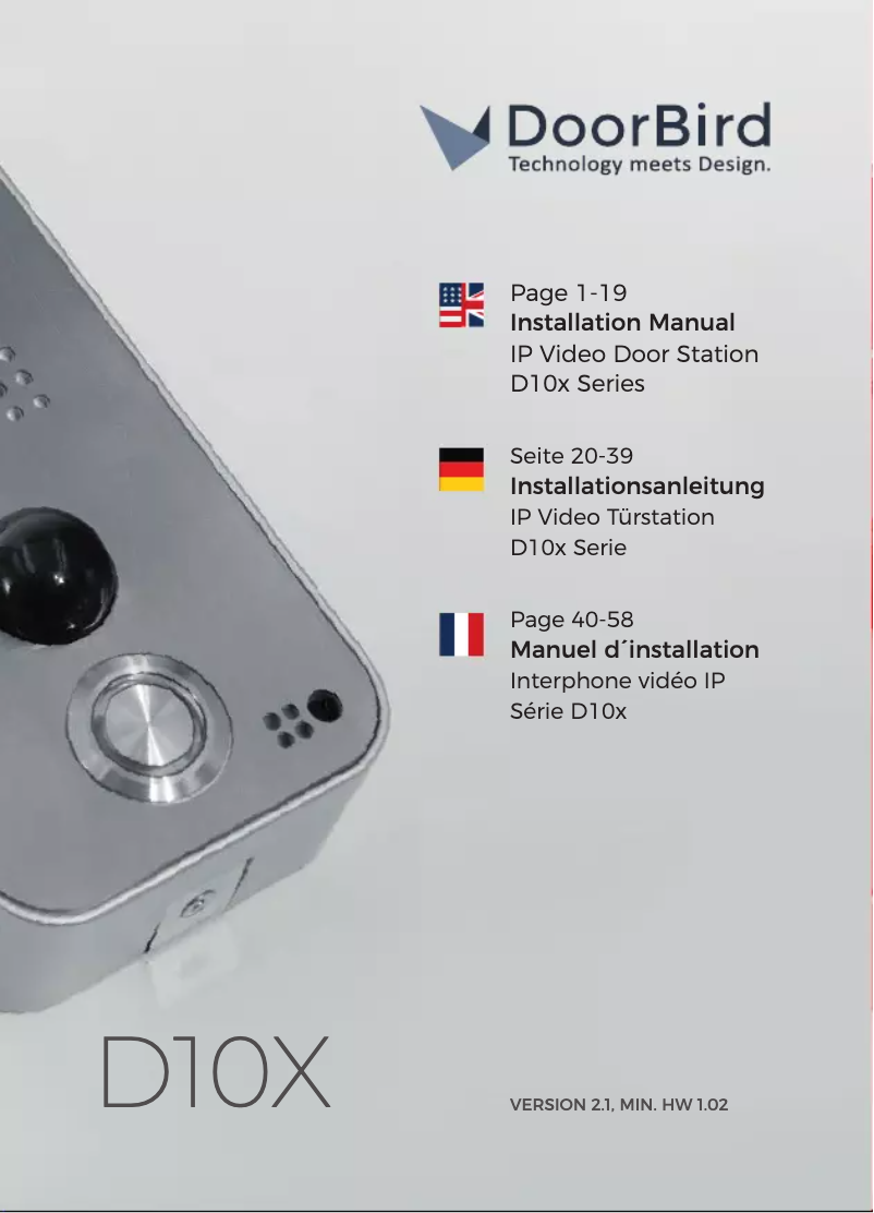 Page n°1 - Manuel utilisateur DoorBird D101