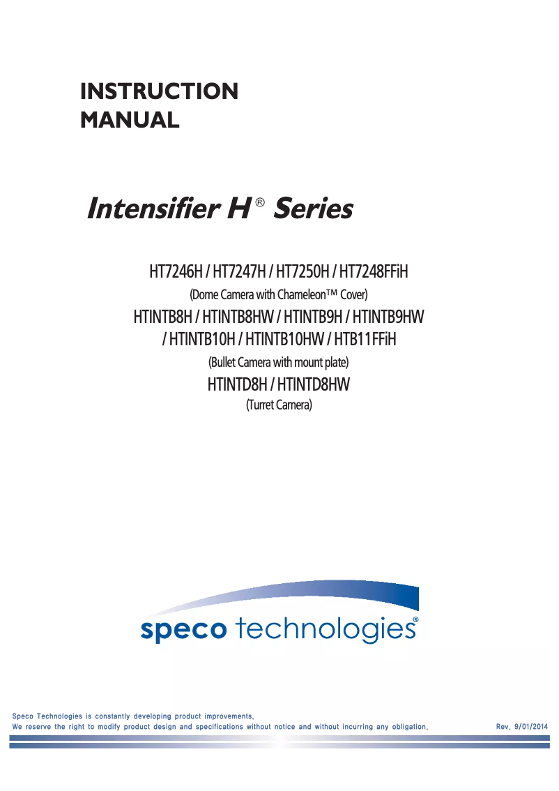 Image de la première page du manuel de l'appareil Intensifier H HINT637H