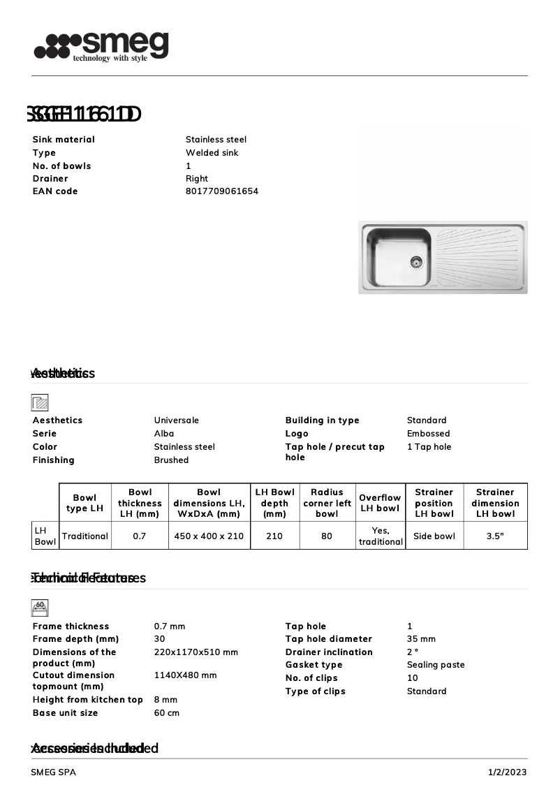 Image de la première page du manuel de l'appareil SGE116.1D