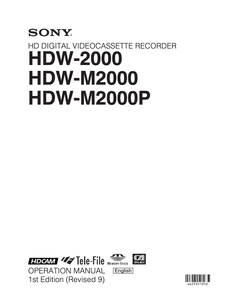 Image de la première page du manuel de l'appareil HDW-M2000P