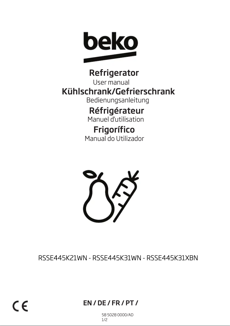 Page 1 de la notice Manuel utilisateur Beko RSSE445K31XBN