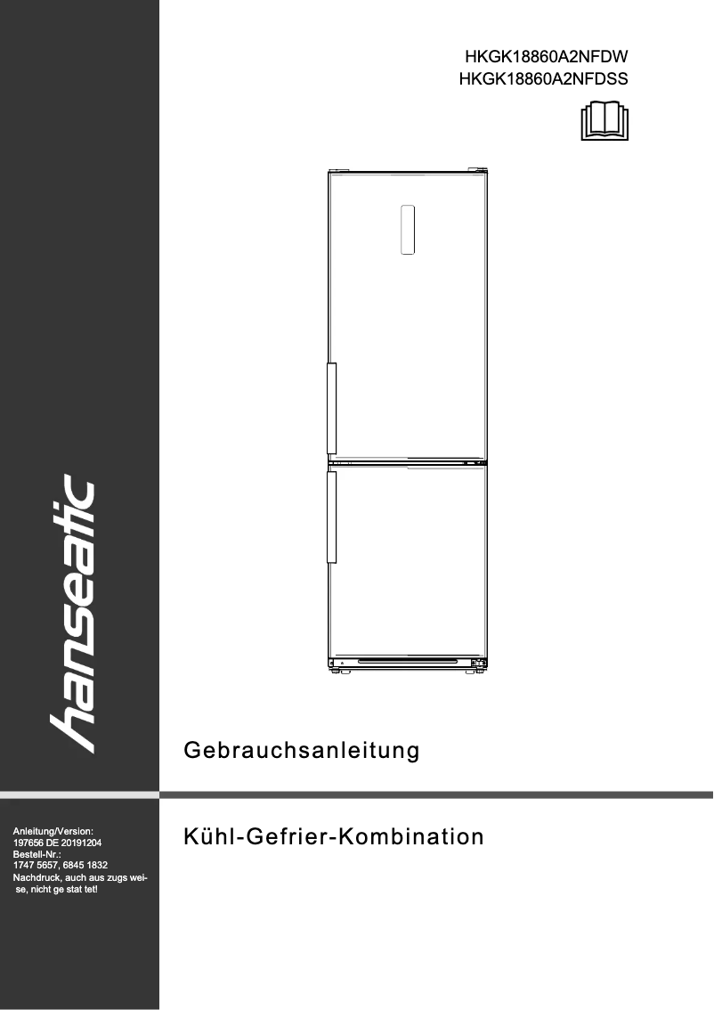 Imagen de la primera página del manual del dispositivo HKGK18860A2NFDW