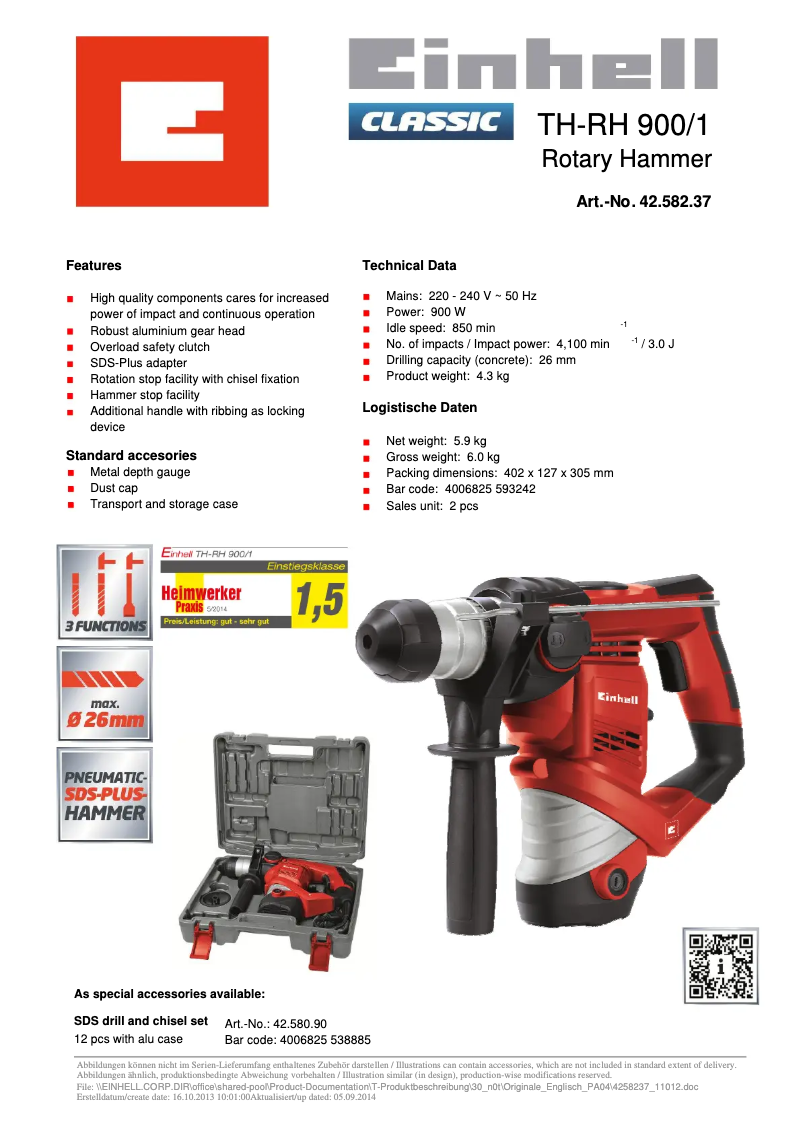 Image de la première page du manuel de l'appareil TH-RH 900/1