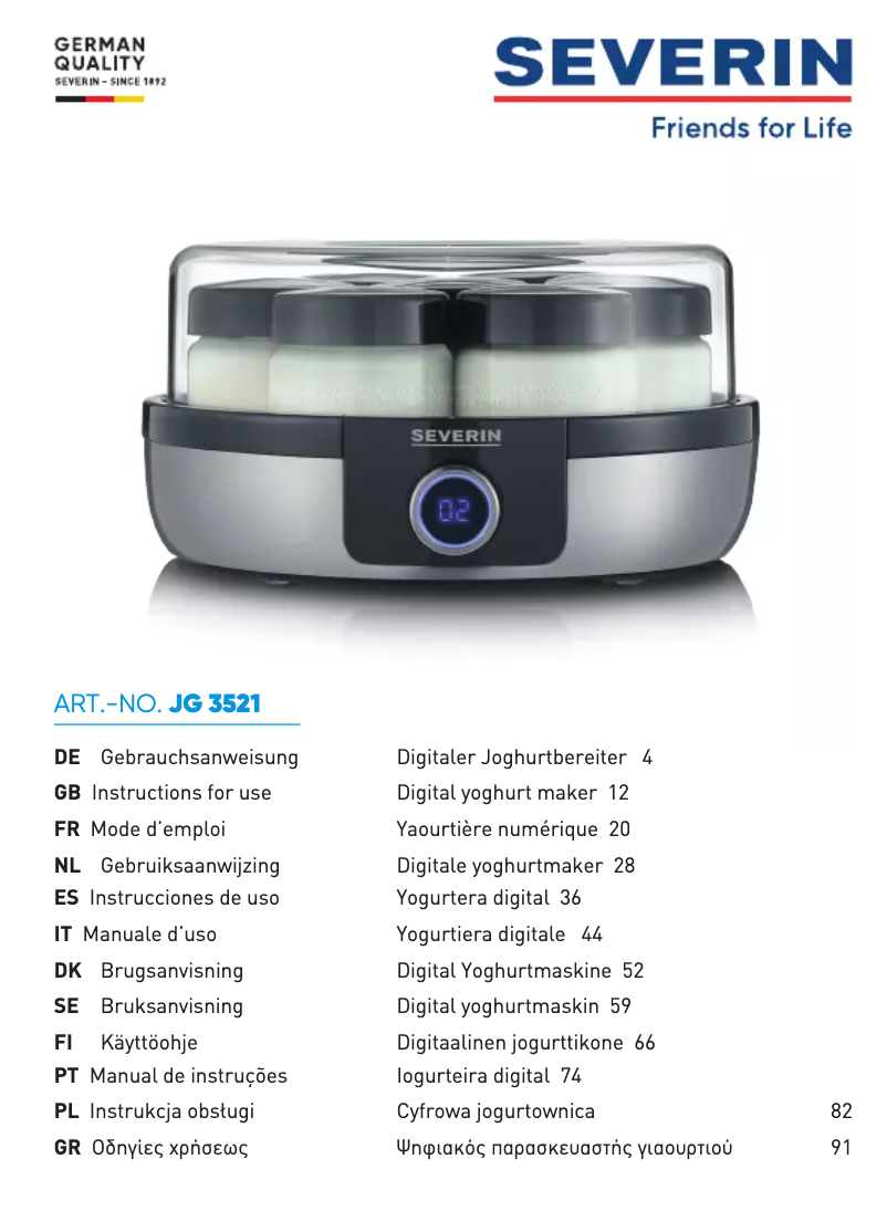 Image de la première page du manuel de l'appareil JG 3521