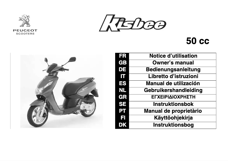 Image de la première page du manuel de l'appareil Kisbee 50cc (2010)