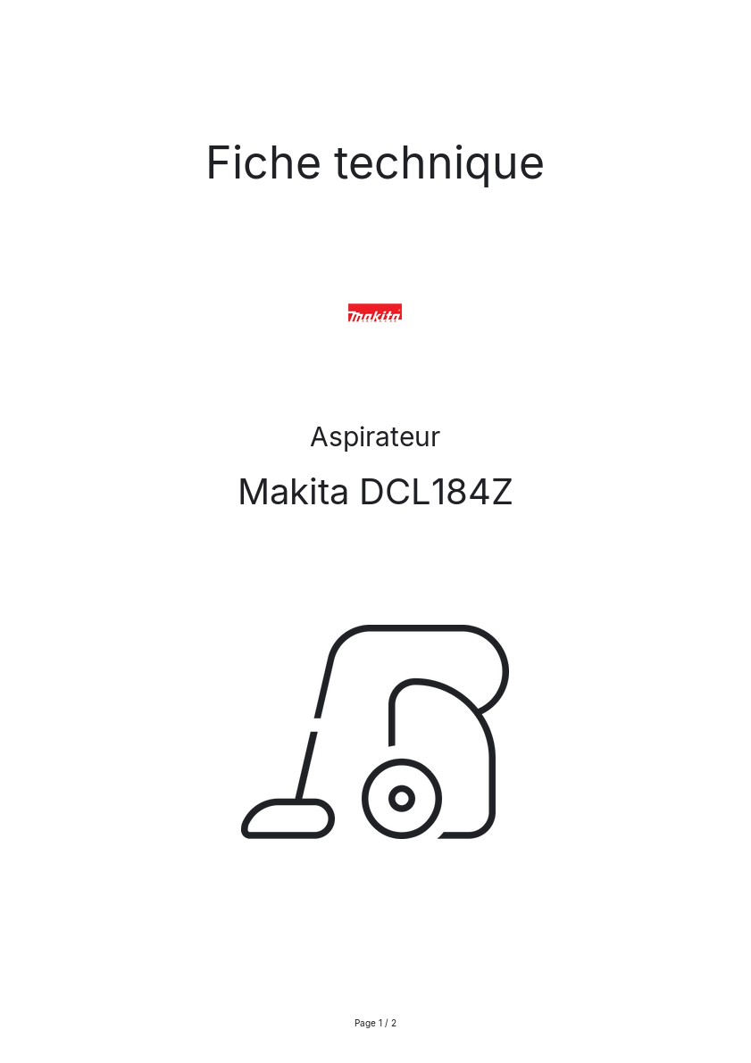 Image de la première page du manuel de l'appareil DCL184Z
