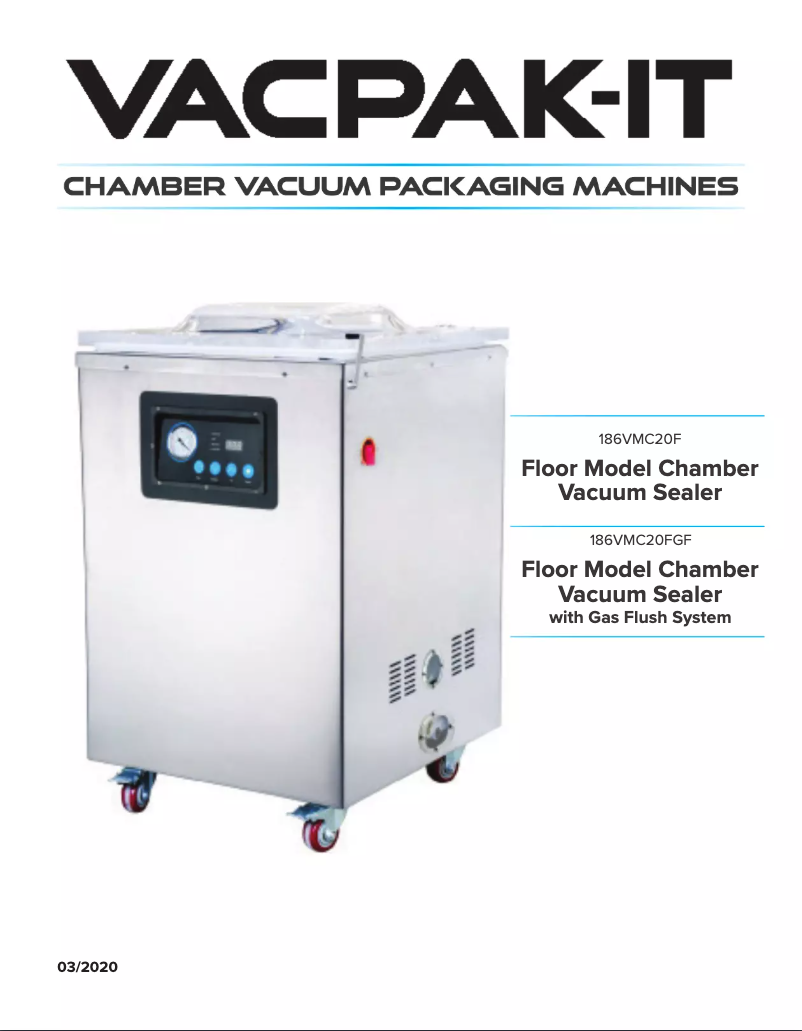 Page n°1 - Manuel utilisateur VacPak-It VMC20FGF