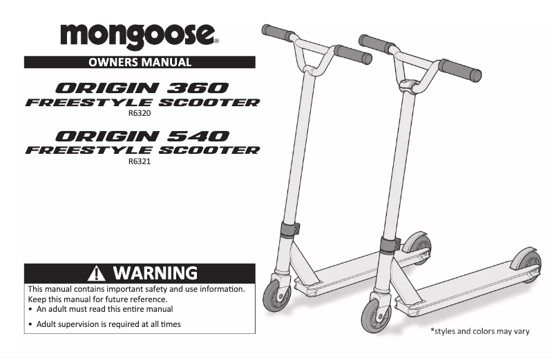 Page 1 de la notice Manuel utilisateur Mongoose Origin 540