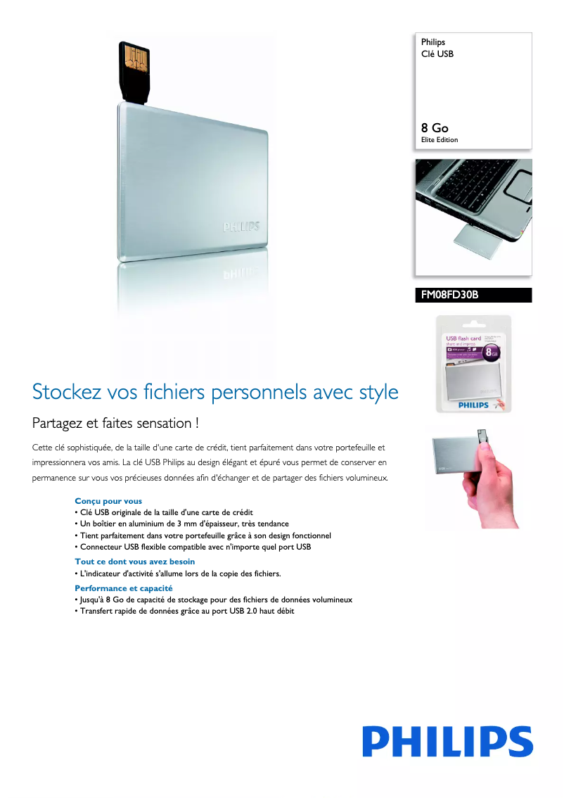Page 1 de la notice Fiche technique Philips FM08FD30B