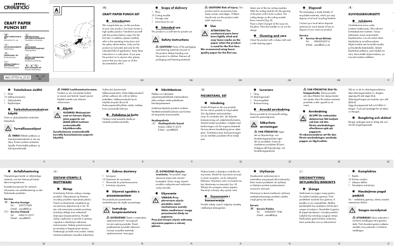 Page n°1 - Manuel utilisateur Crelando IAN 377014