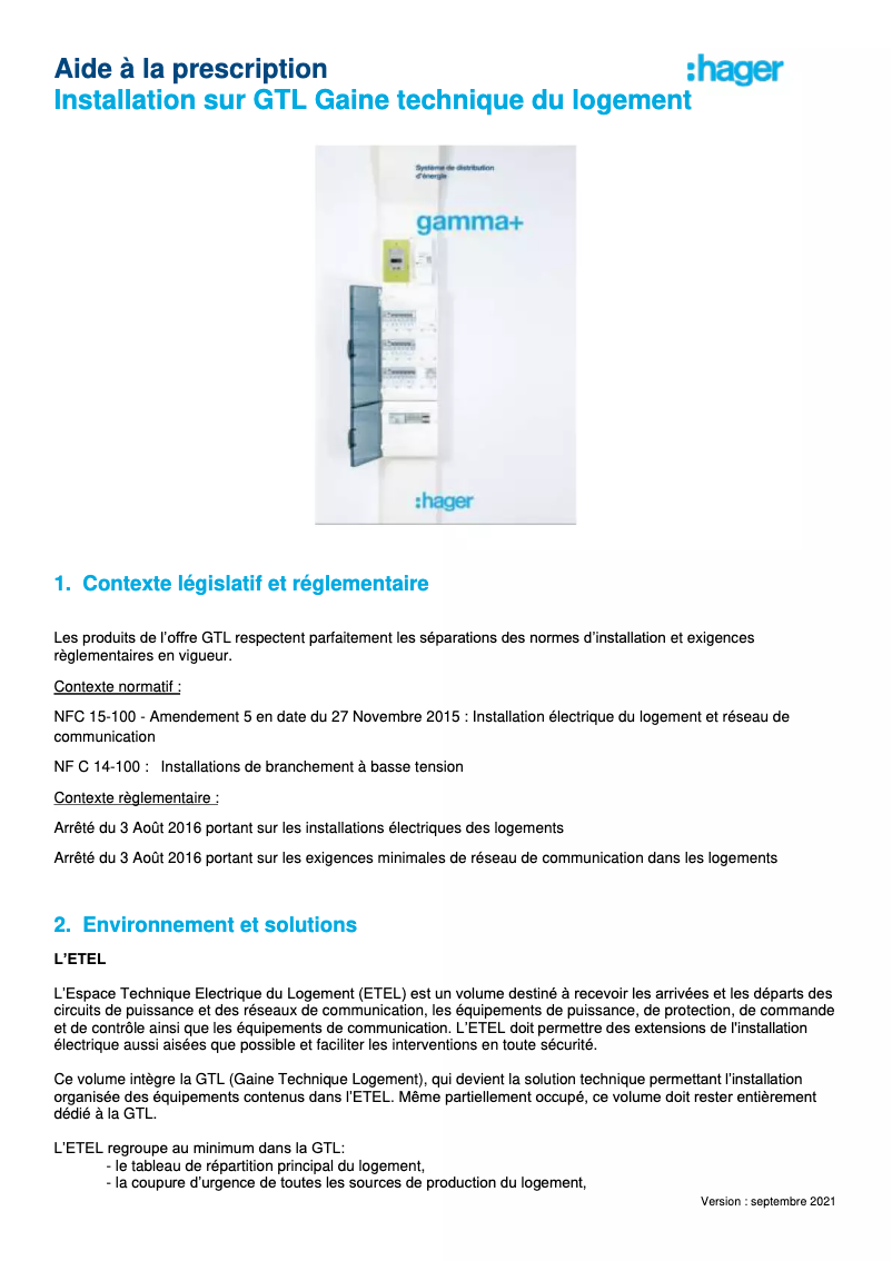 Page n°1 - Brochure Hager SBN232