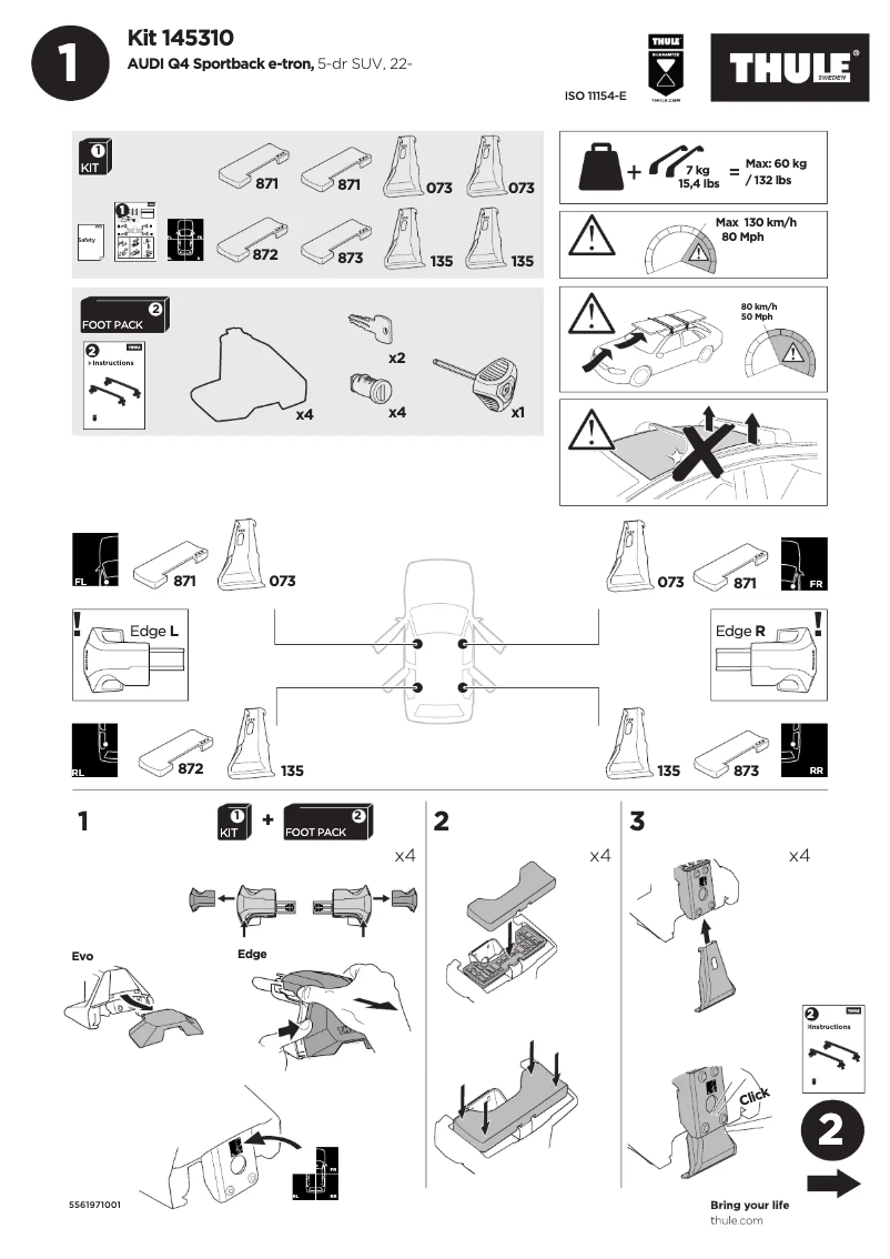 Page 1 de la notice Manuel utilisateur Thule Kit 145310