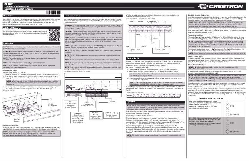 Page 1 de la notice Mode d'emploi Crestron DIN-1DIM4
