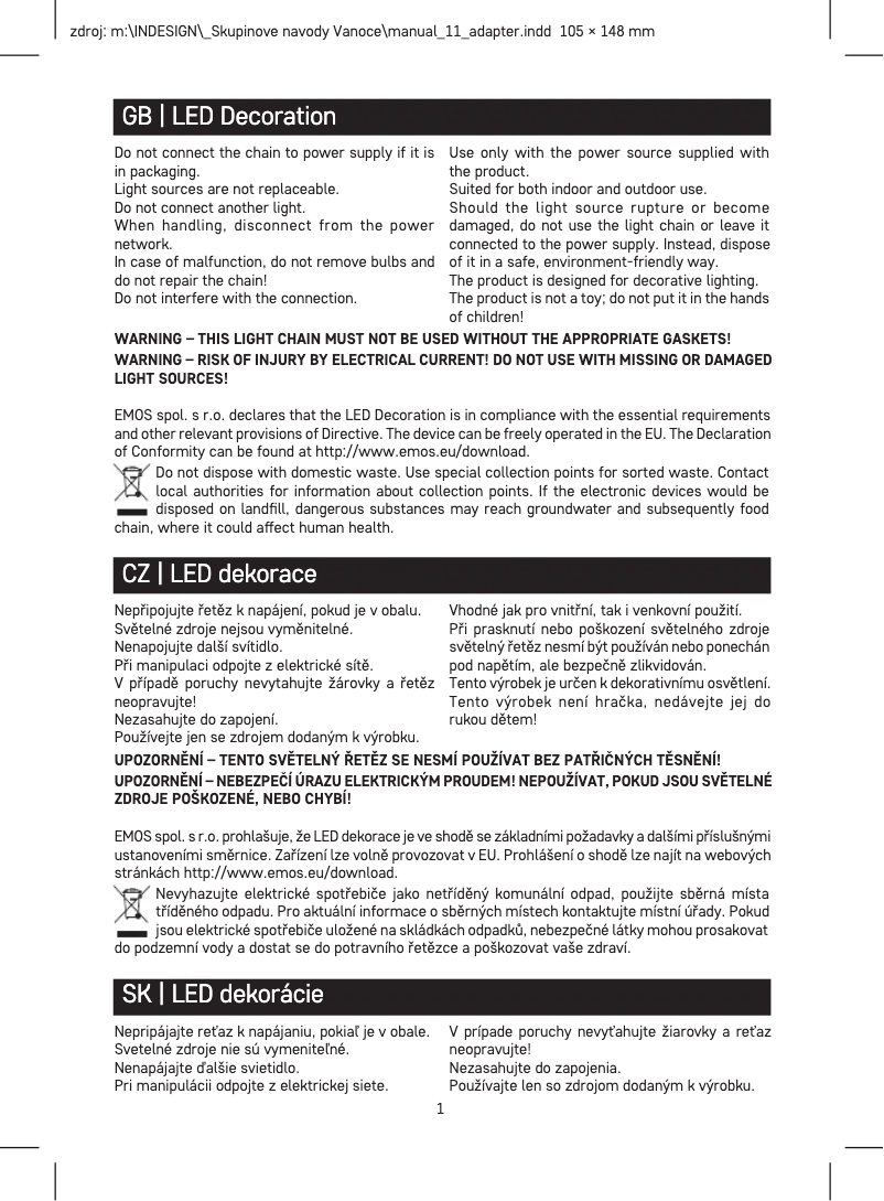 Page n°1 - Manuel utilisateur Emos DCGW02