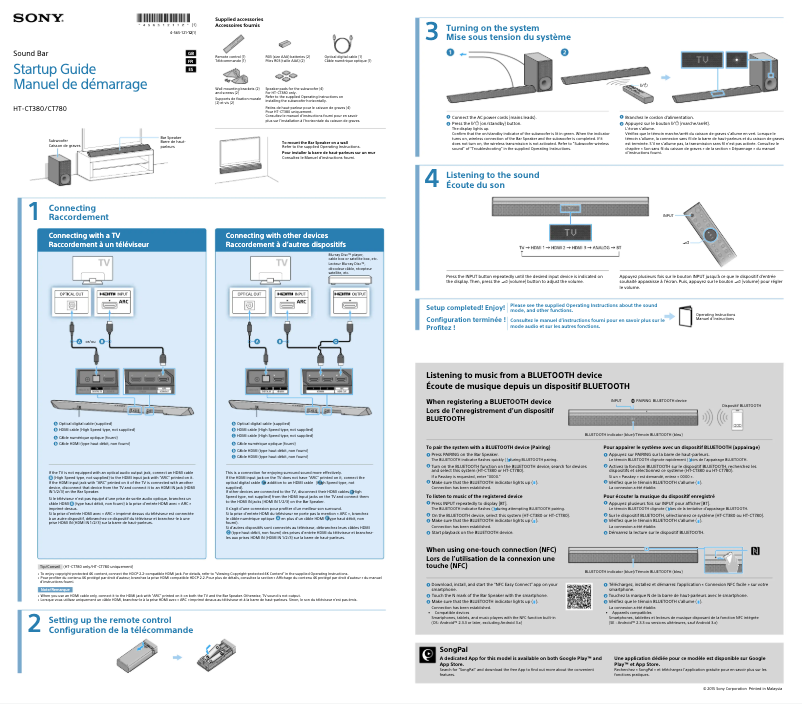 Página 1 del manual Guía de instalación Sony HT-CT780