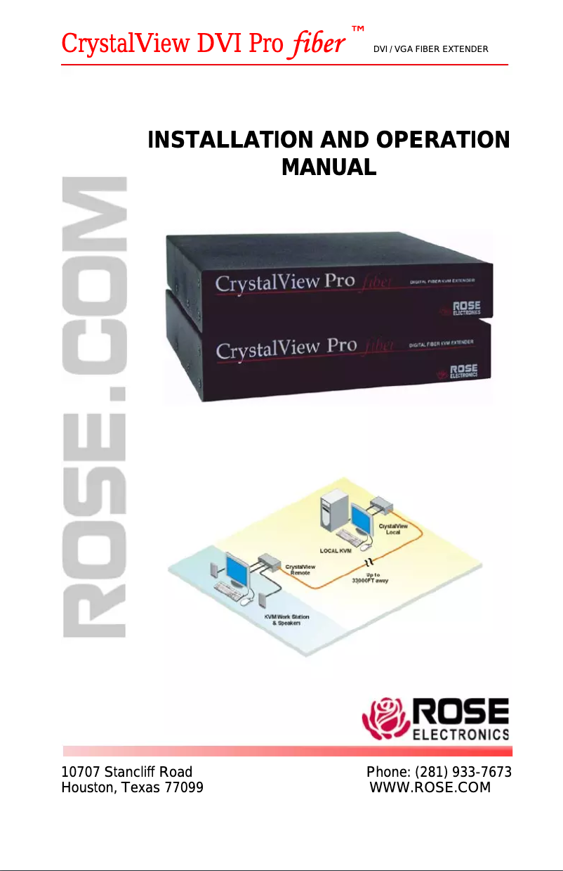 Page n°1 - Manuel utilisateur Rose CrystalView Pro Fiber Rack