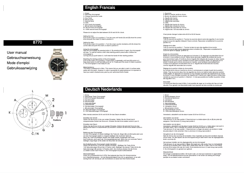 Page n°1 - Manuel utilisateur Davis 8770