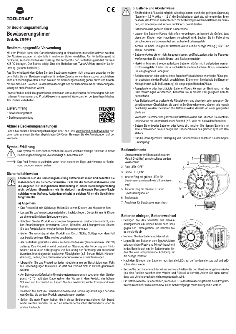 Page 1 de la notice Manuel utilisateur Toolcraft TO-7153947