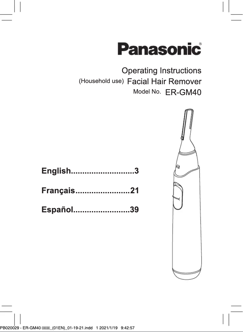 Page 1 de la notice Manuel utilisateur Panasonic ER-GM40
