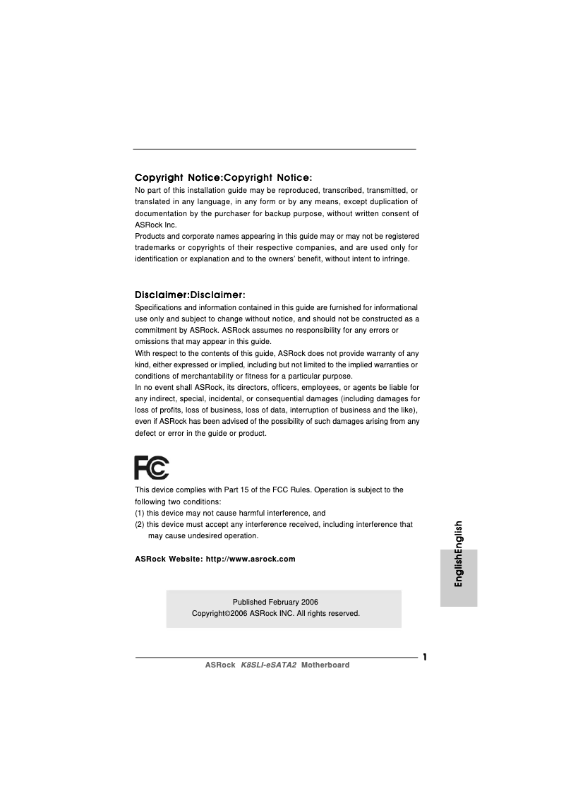 Image de la première page du manuel de l'appareil K8SLI-eSATA2