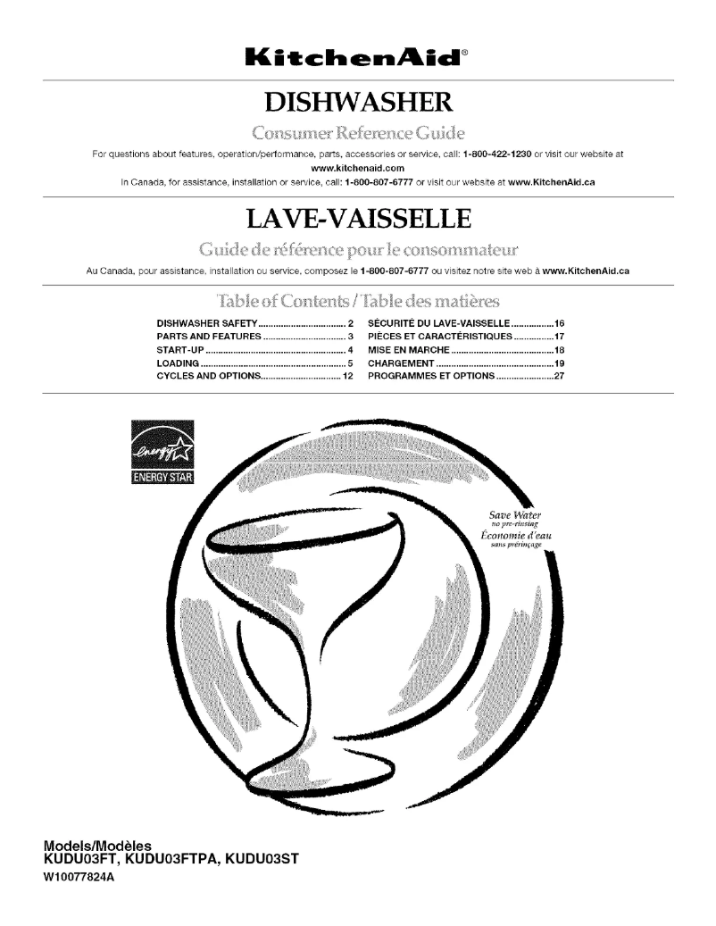 Page 1 de la notice Manuel utilisateur KitchenAid KUDU03STSS0