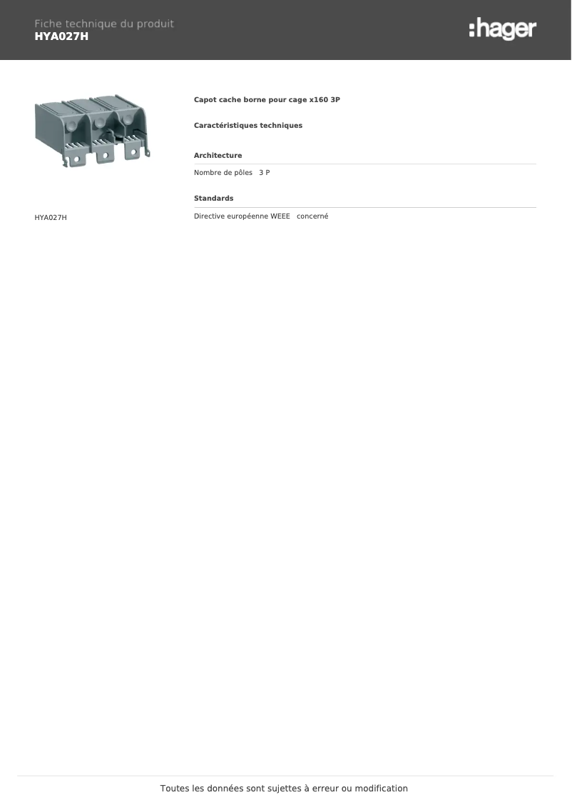 Image de la première page du manuel de l'appareil HYA027H