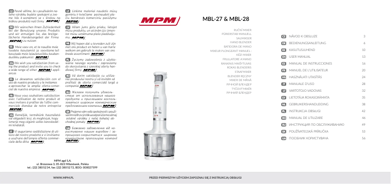 Page n°1 - Manuel utilisateur MPM MBL-27