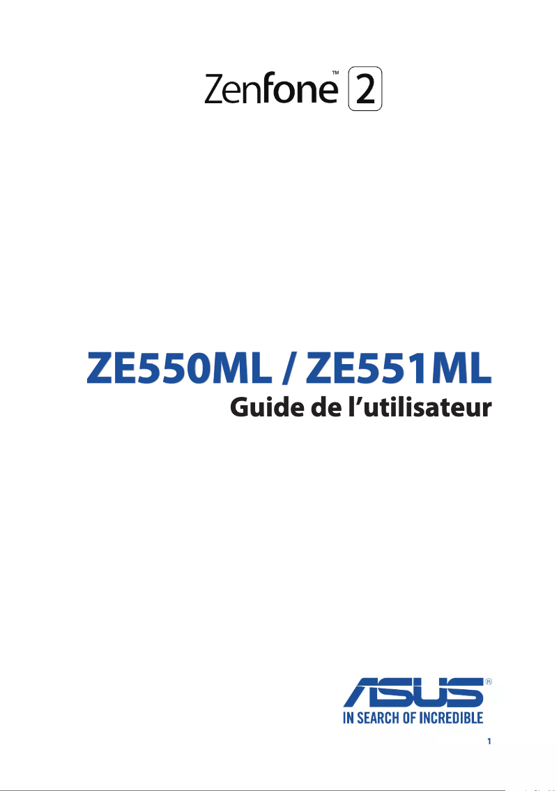 Page 1 de la notice Manuel utilisateur Asus Zenfone 2 ZE550ML