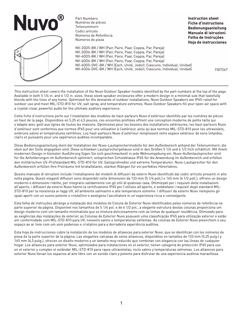 Page 1 of the manual User Manual NUVO NV-2OD5-WH