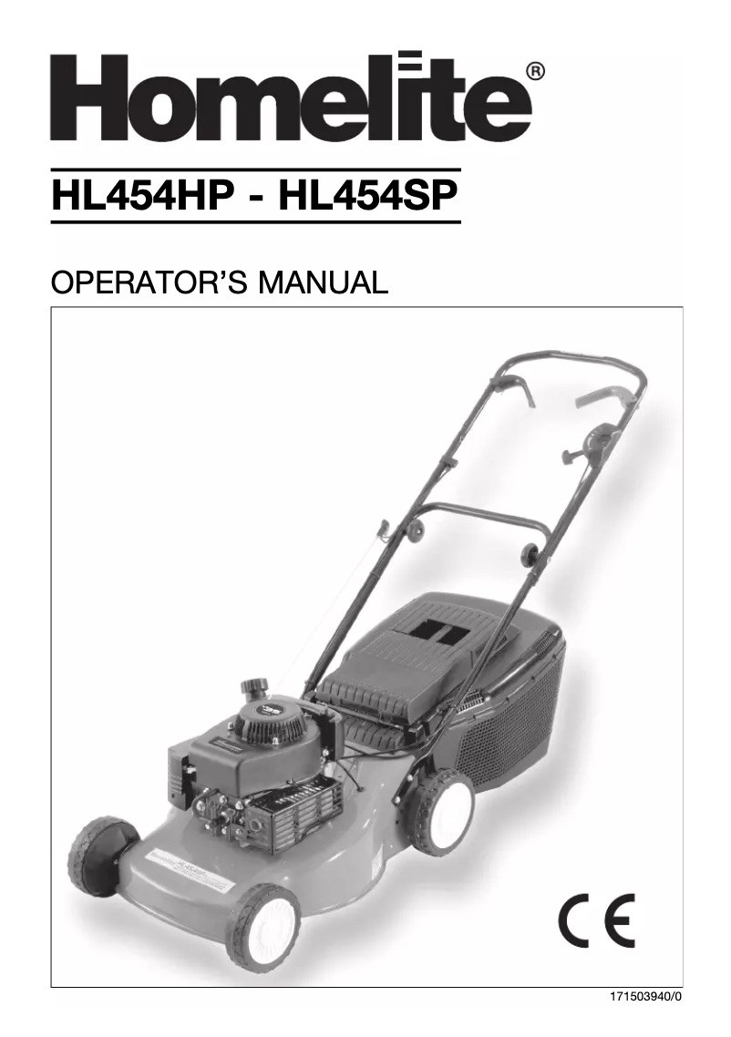 Page 1 de la notice Manuel utilisateur Homelite HL454HP