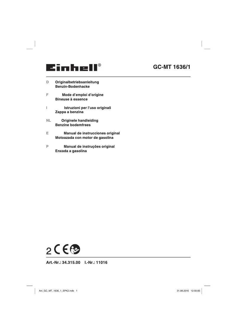 Page 1 de la notice Manuel utilisateur Einhell GC-MT 1636/1