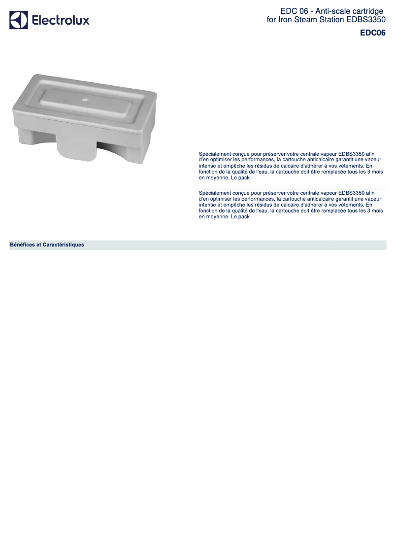 Page 1 de la notice Manuel utilisateur Electrolux EDC06