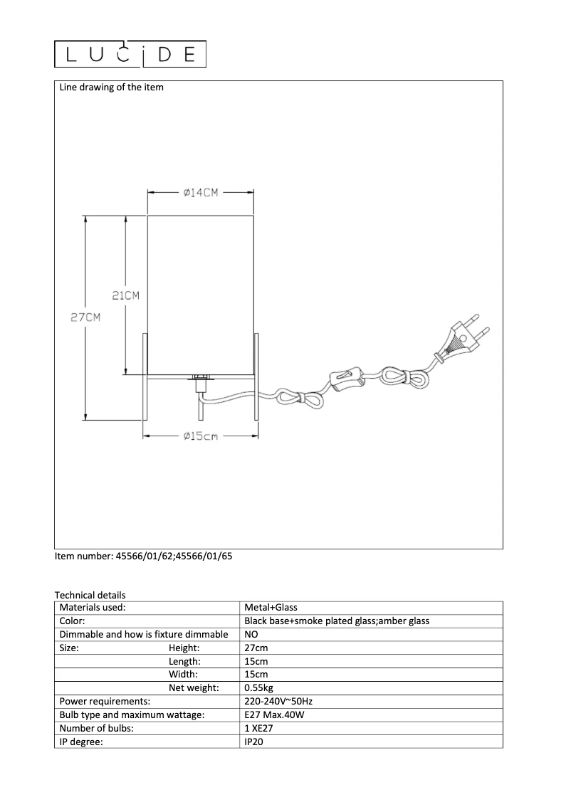 Page n°1 - Manuel utilisateur Lucide Steffie 45566/01/62