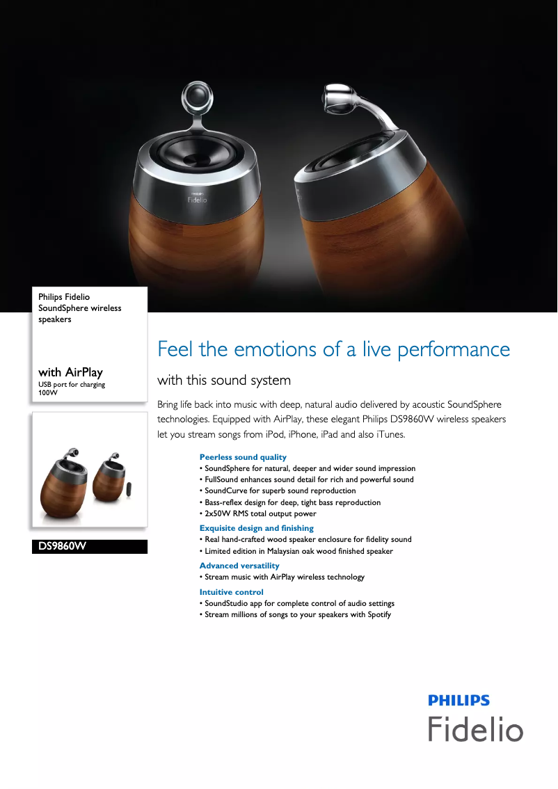Image de la première page du manuel de l'appareil Fidelio DS9860W