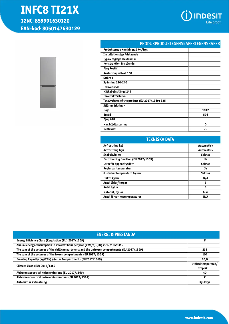 Image de la première page du manuel de l'appareil INFC8 TI21X