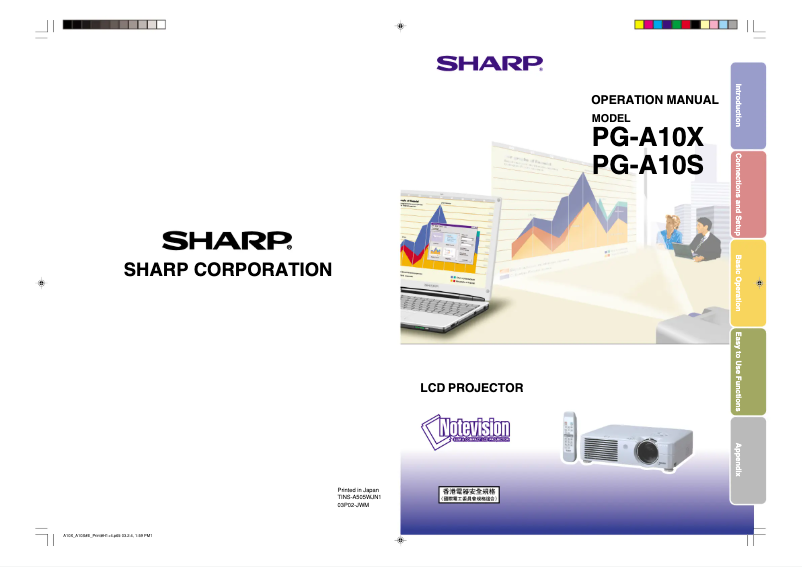 Page 1 de la notice Manuel utilisateur Sharp PG-A10S