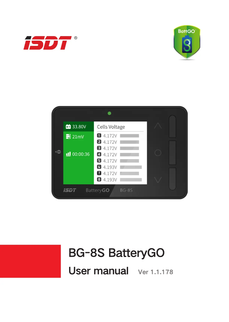 Page 1 de la notice Manuel utilisateur ISDT BatteryGo BG-8S