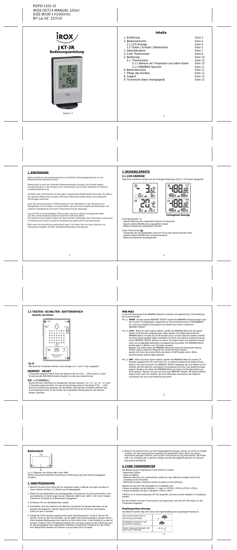 Image de la première page du manuel de l'appareil JKT-3R