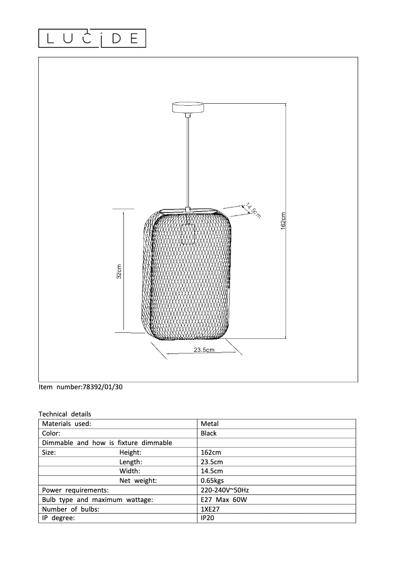 Page n°1 - Manuel utilisateur Lucide Mesh 78392/01/30