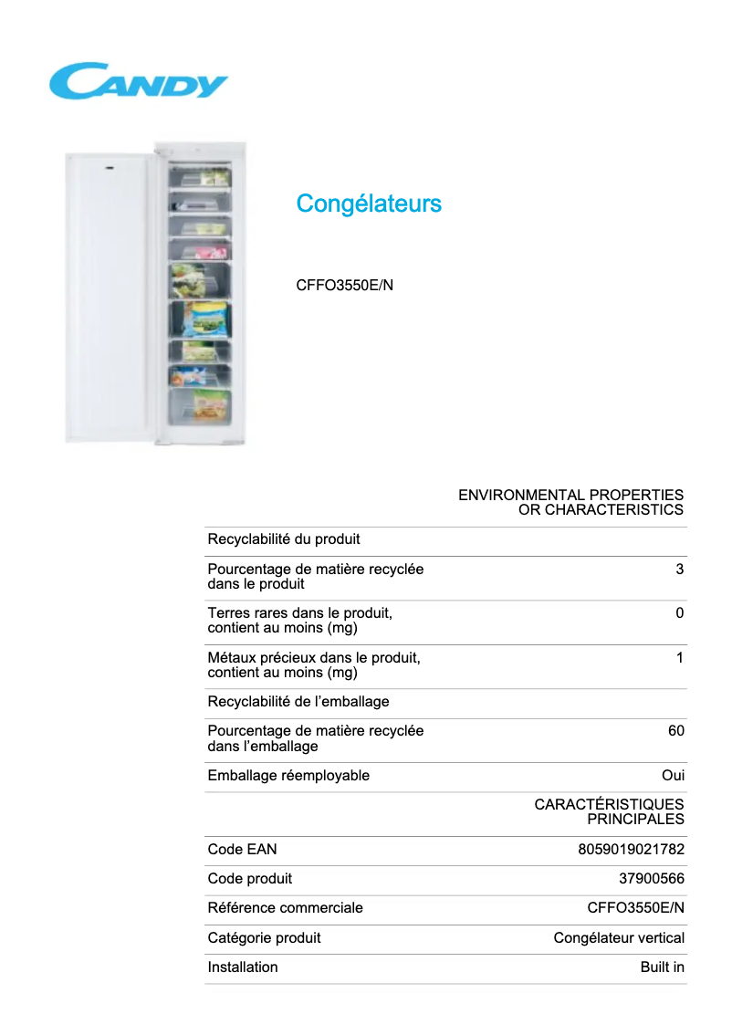 Image de la première page du manuel de l'appareil CFFO3550E/N