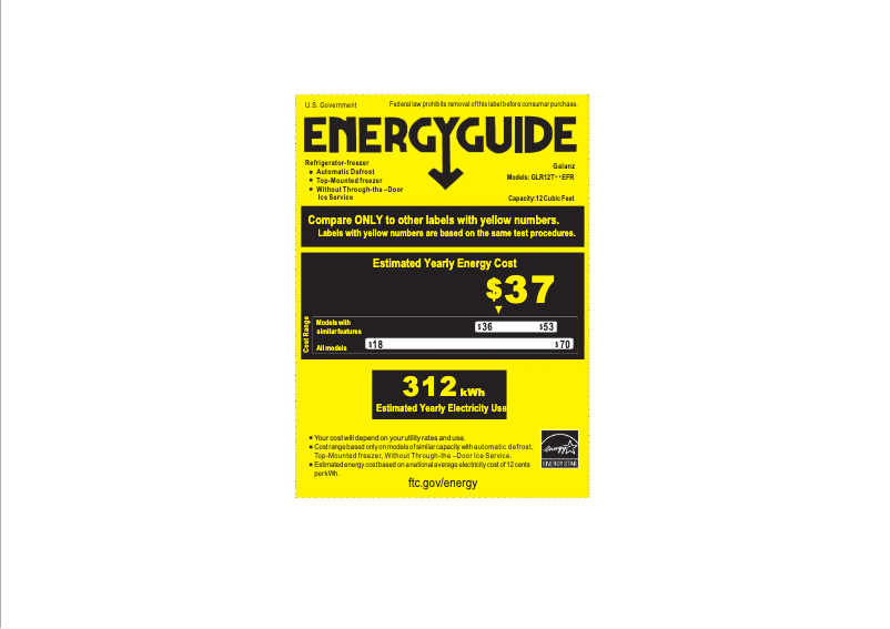 Página 1 del manual Etiqueta energética Galanz GLR12TWEEFR