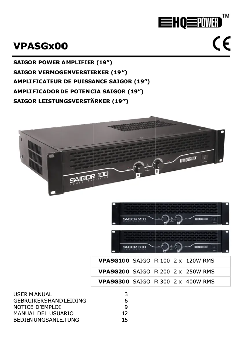 Page 1 de la notice Manuel utilisateur HQ Power SAIGOR 100